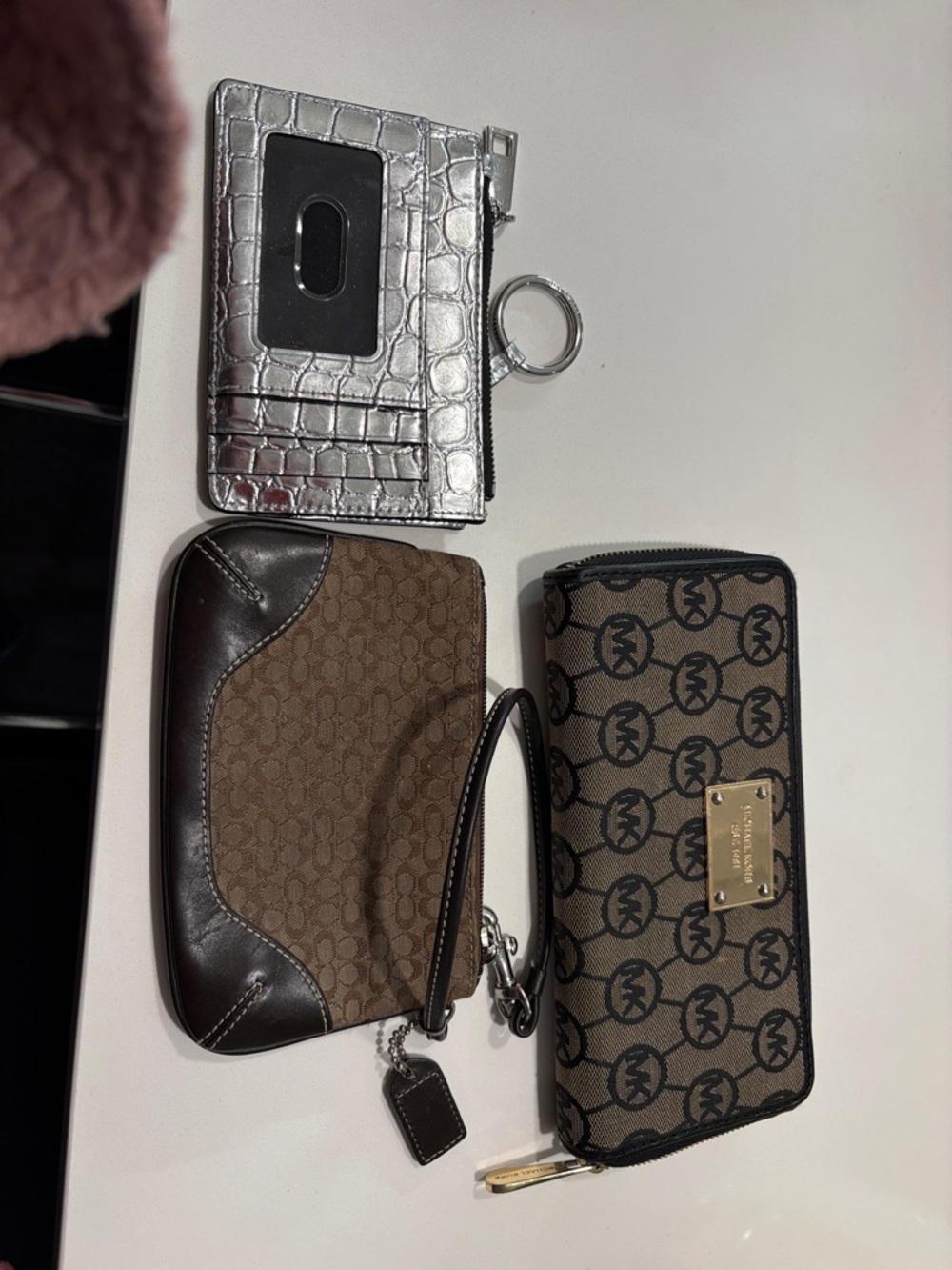 Michael Kors Brown Signature Zip Wallet and Coach Brown Wristlet Bundle